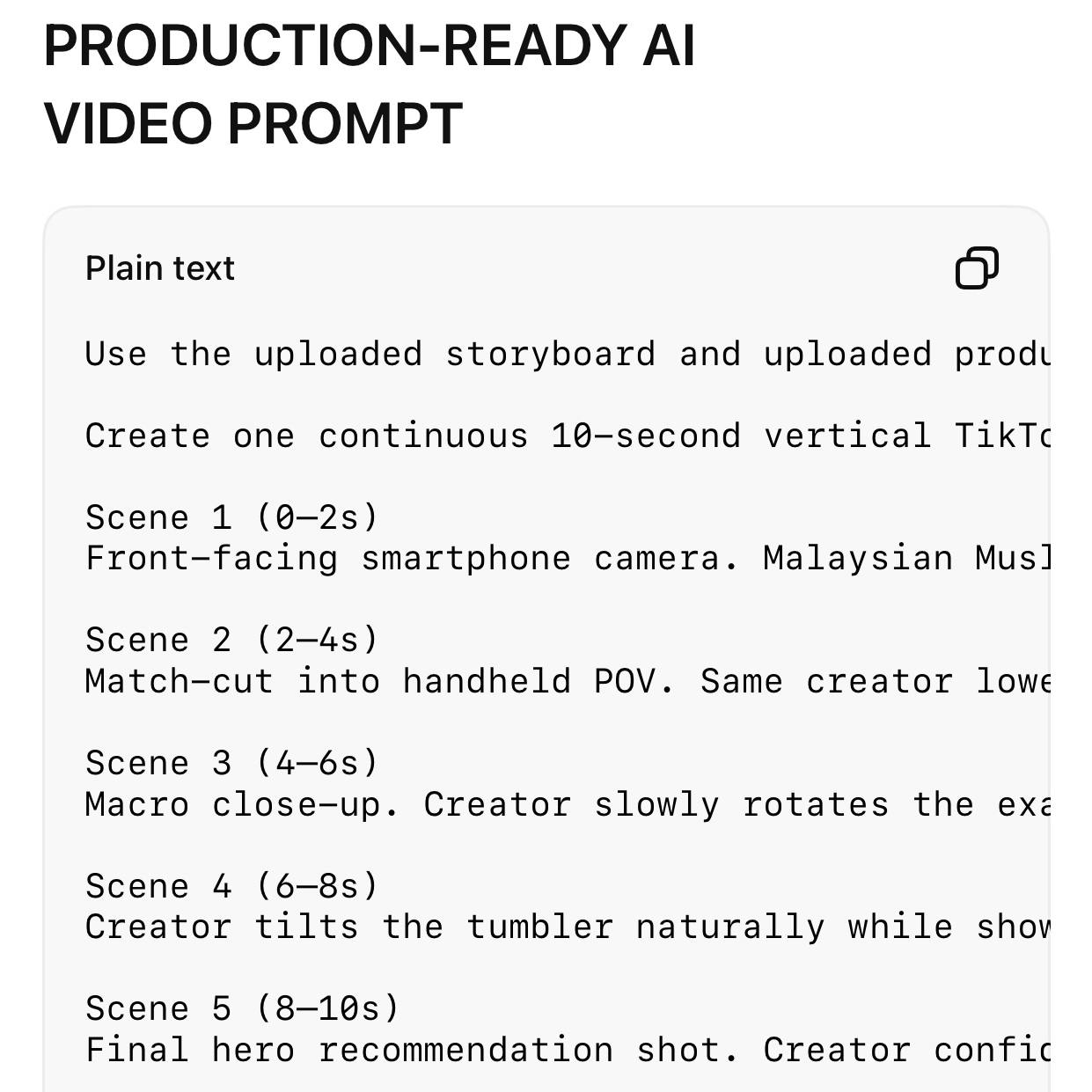 AI Video Prompt Formulation